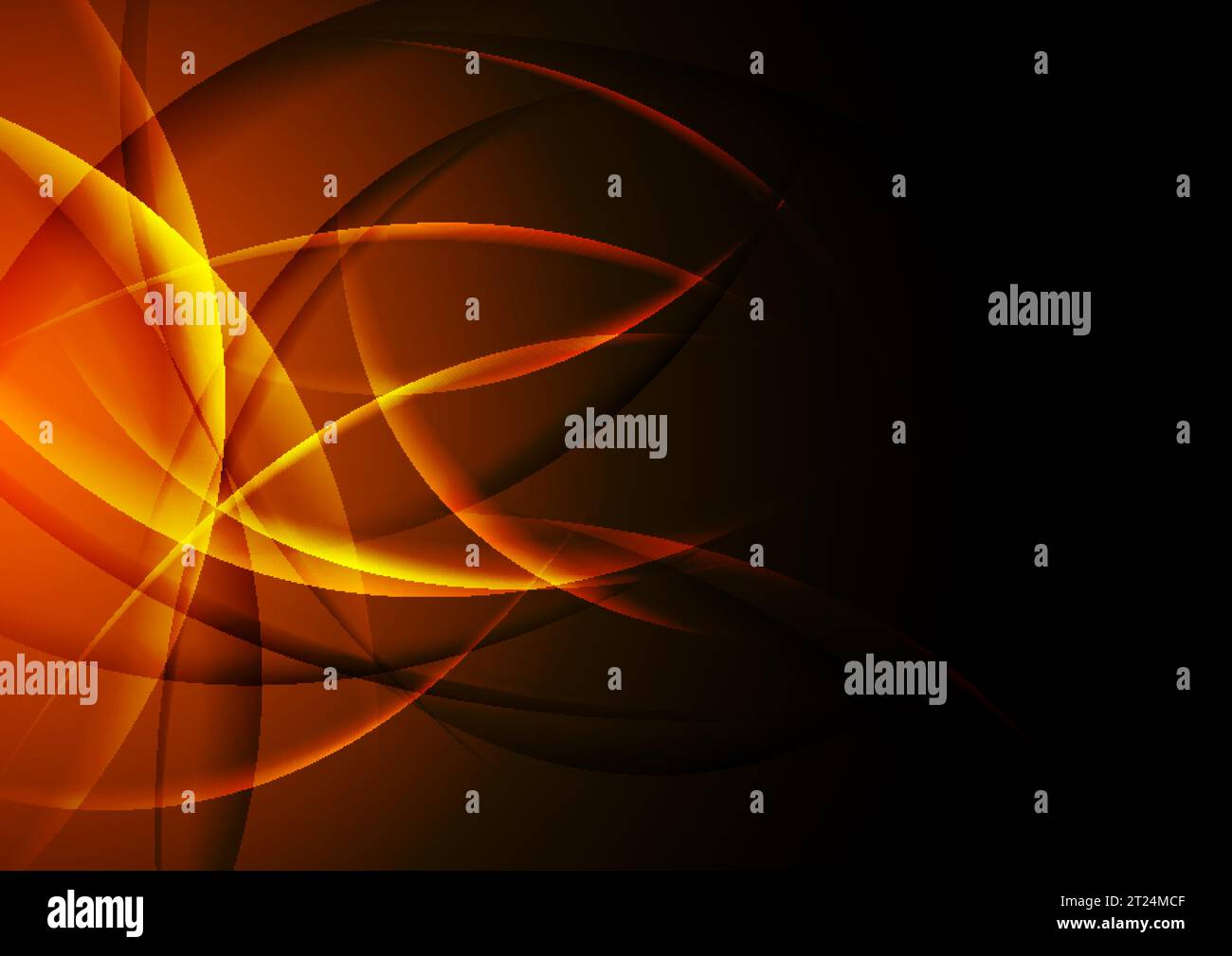 Dark orange shiny glossy flowing waves abstract background. Elegant vector design Stock Vector