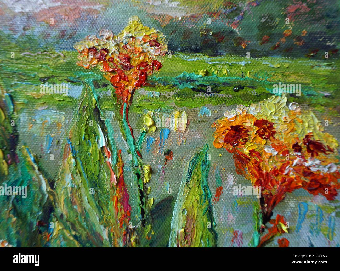 textured colorful abstract oil painting flower background Stock Photo ...