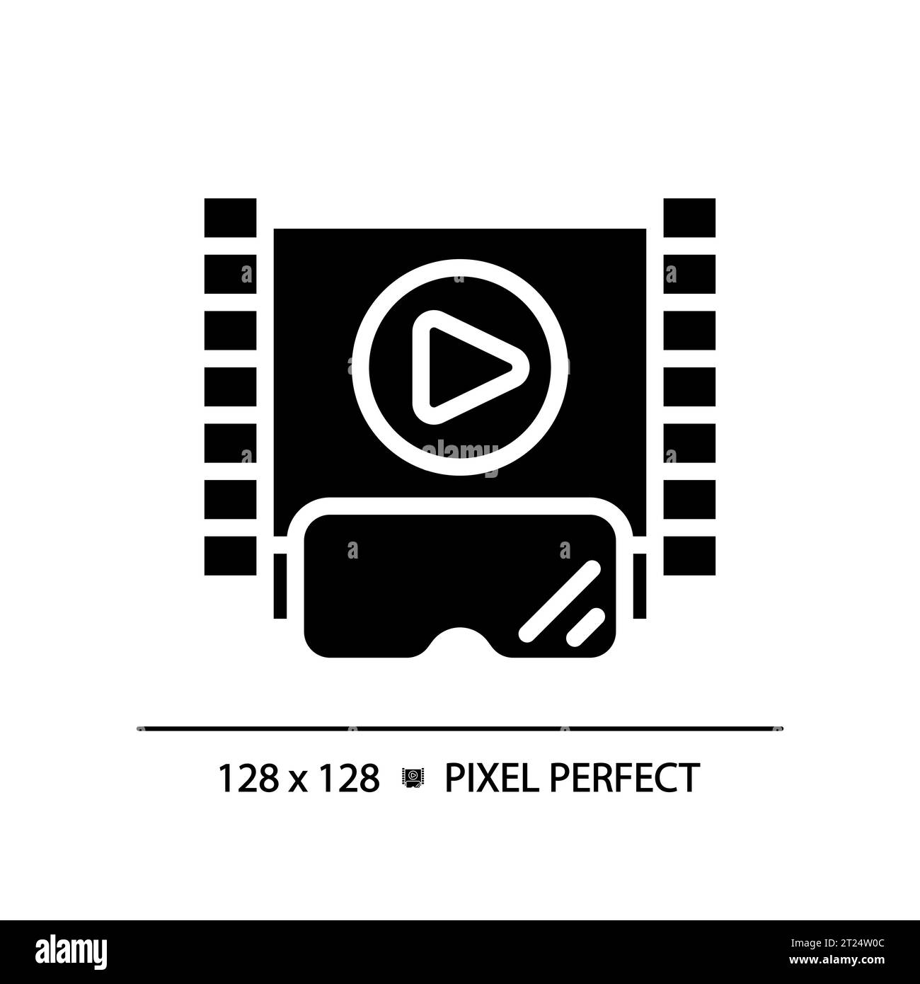 2D silhouette glyph style VR goggles and entertainment icon Stock ...
