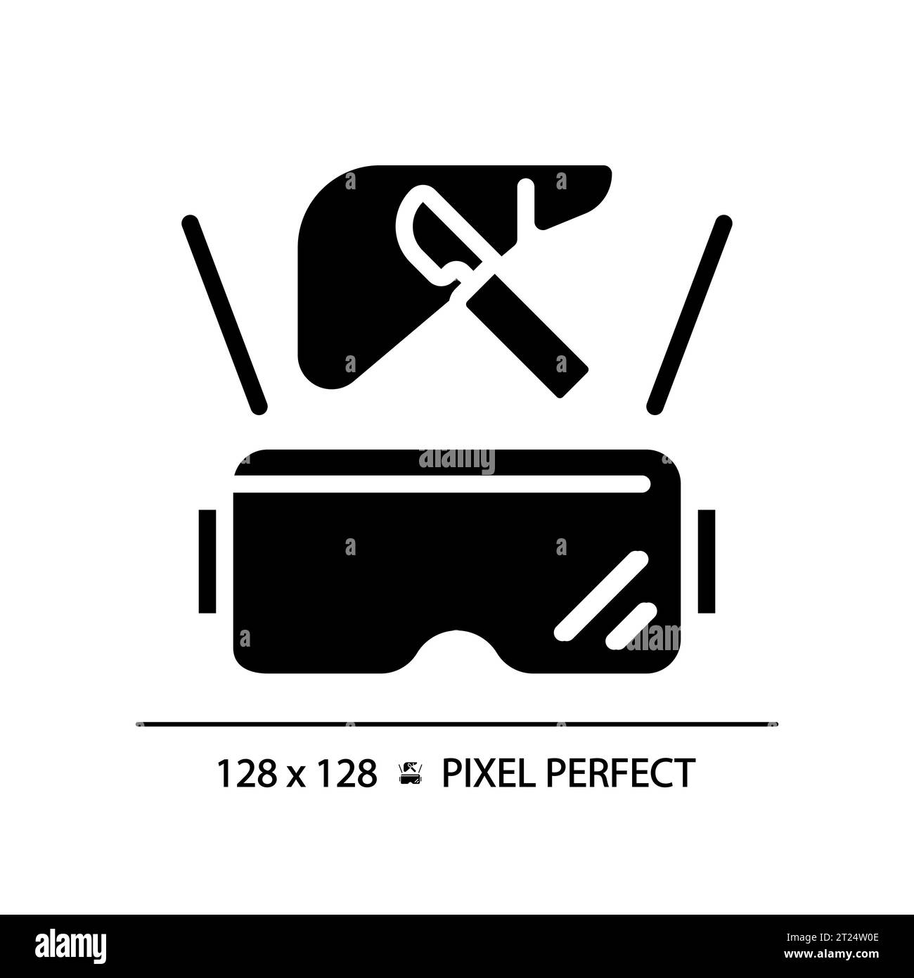 2D silhouette glyph style futuristic device and VR glasses icon Stock ...