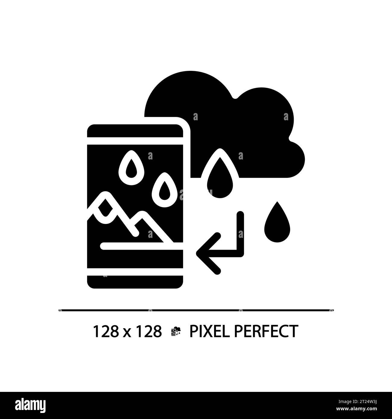 Silhouette glyph style augmented reality and weather forecast icon ...