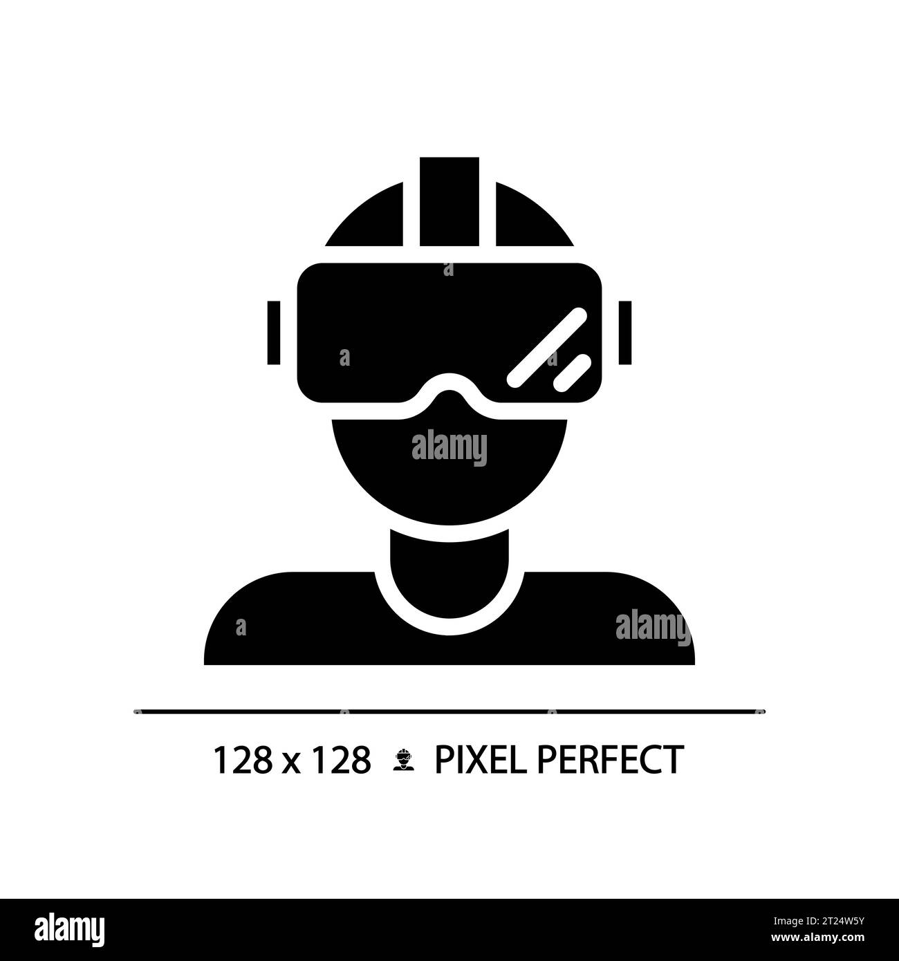 2D silhouette glyph style virtual reality simulator icon Stock Vector