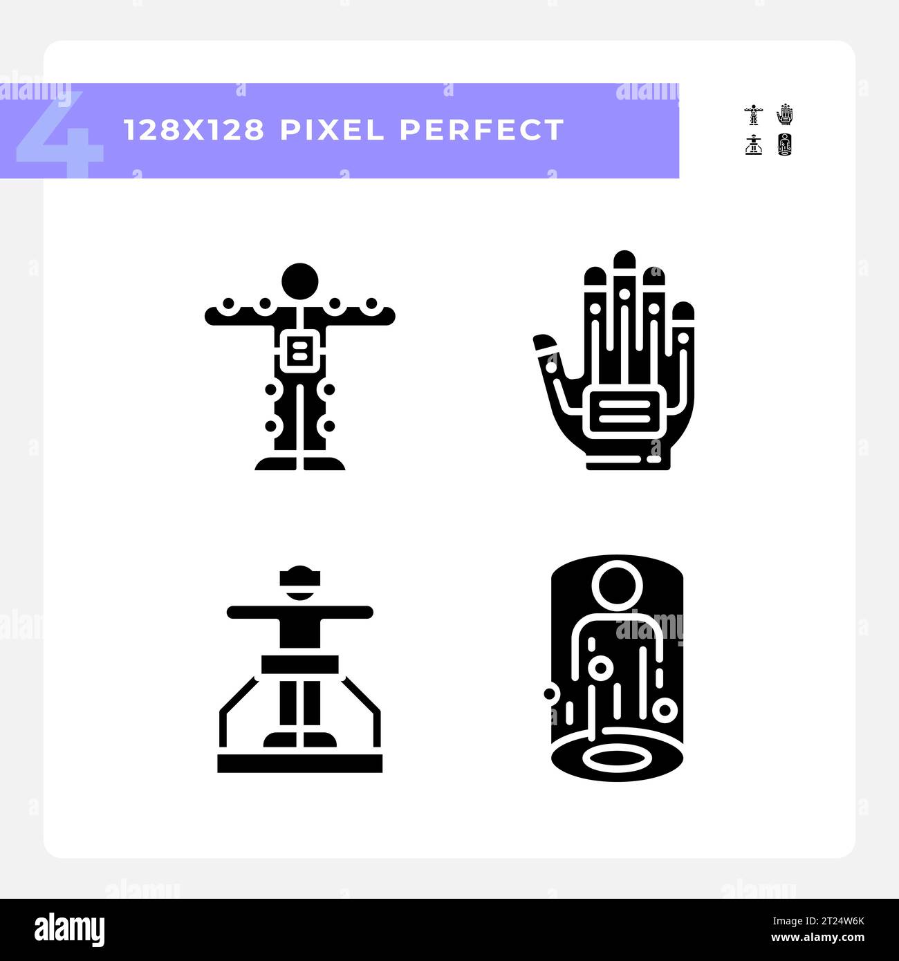 Pixel perfect glyph style simple icons set Stock Vector