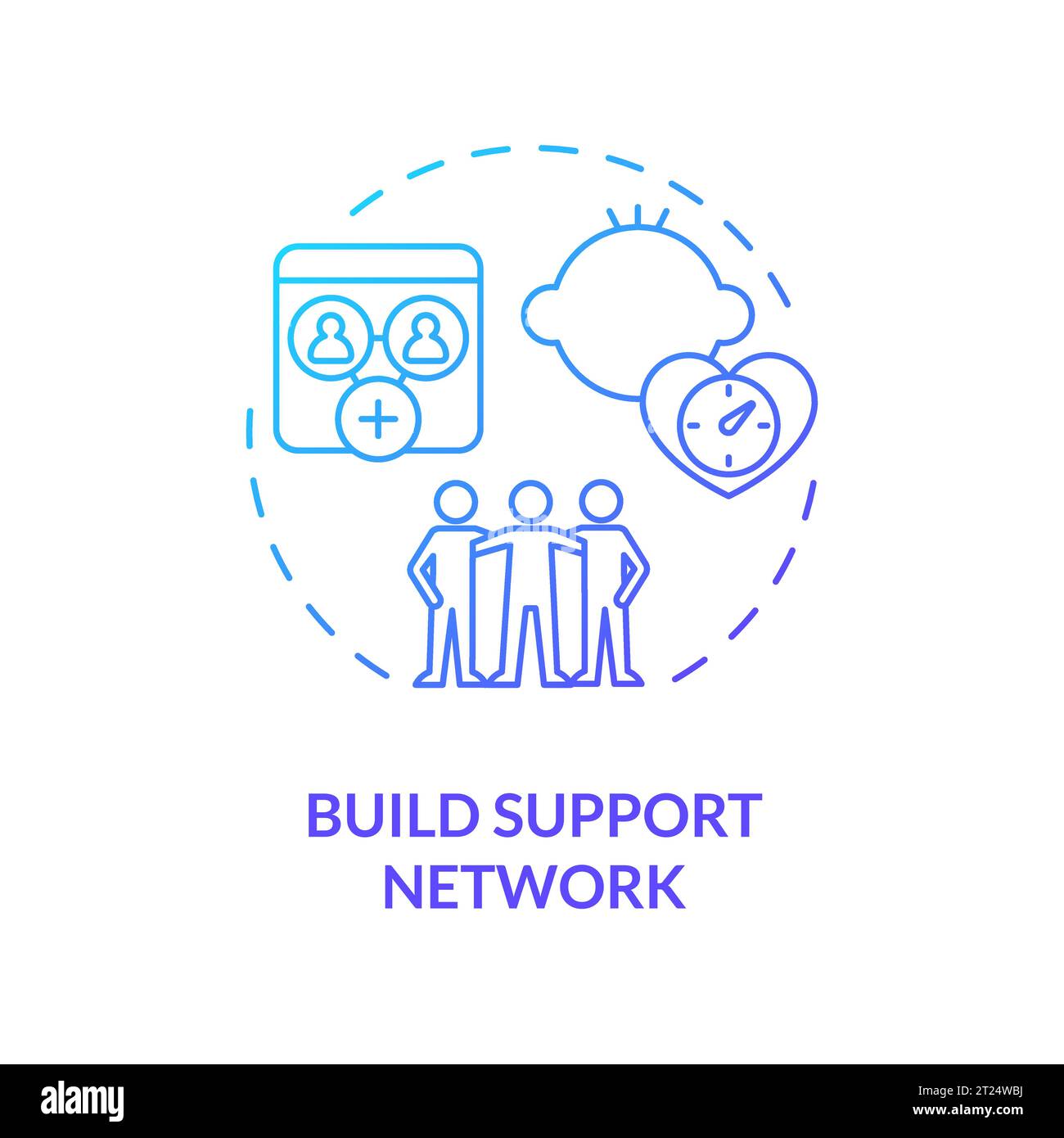 2D gradient icon build support network concept Stock Vector
