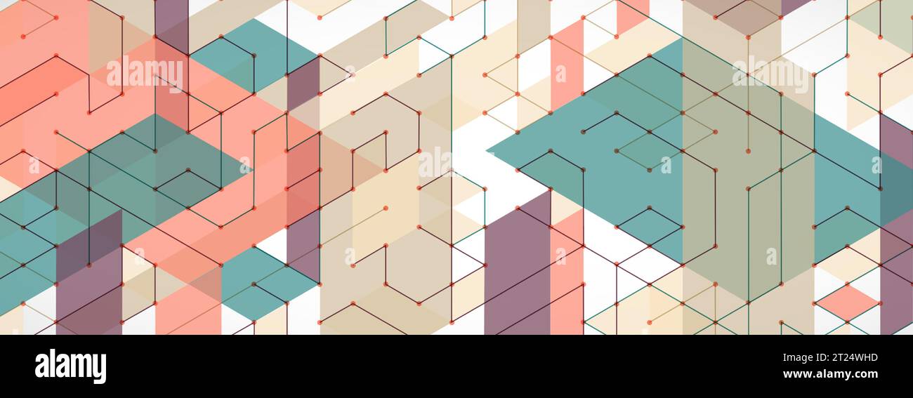 Abstract rectro colored  background in isometric style.  Vector Stock Vector