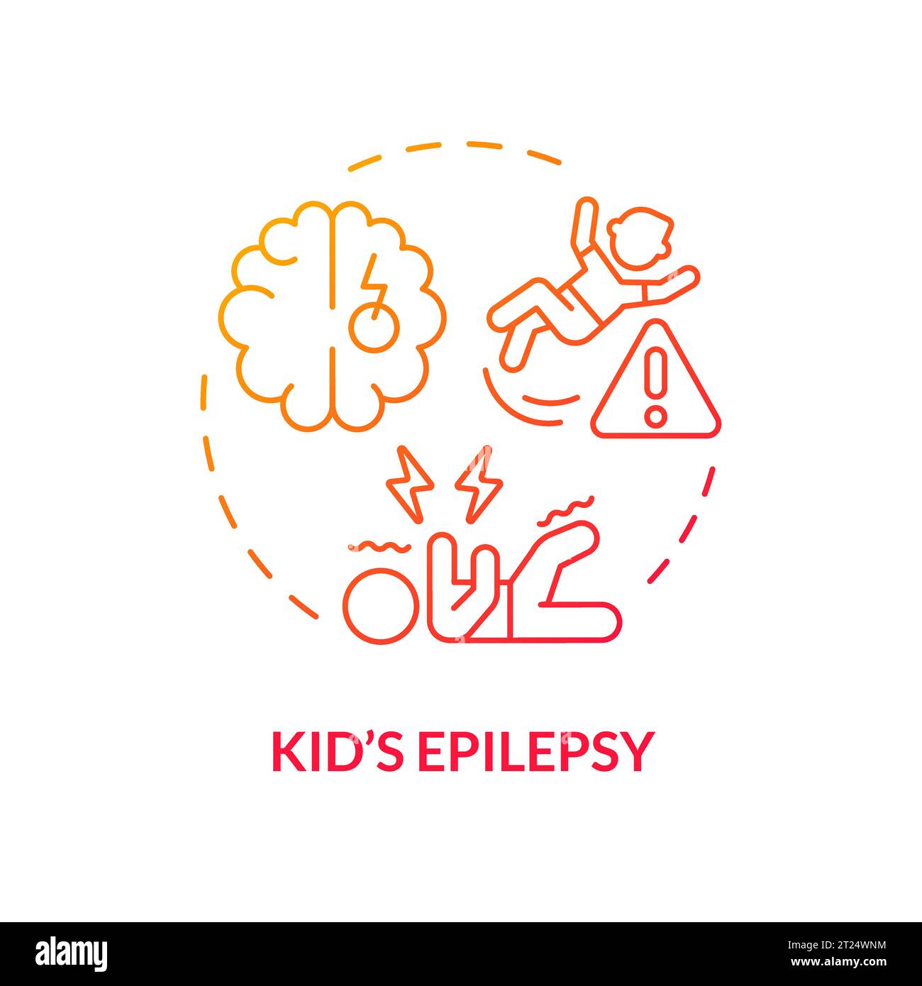 2D thin line gradient icon kids epilepsy concept Stock Vector