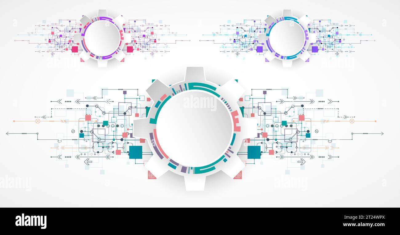 Abstract technology background. Cogwheels ART theme. Vector set. Stock Vector