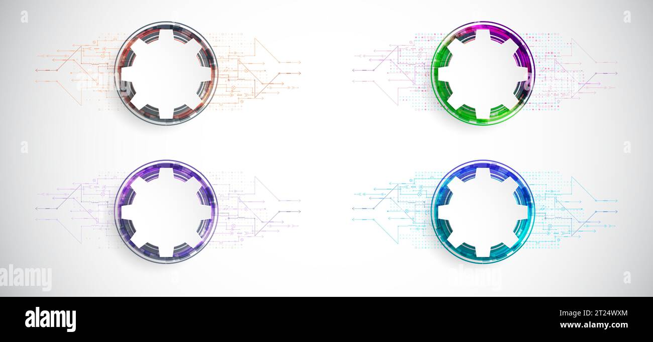 Abstract technology background. Cogwheels ART theme. Vector set. Stock Vector