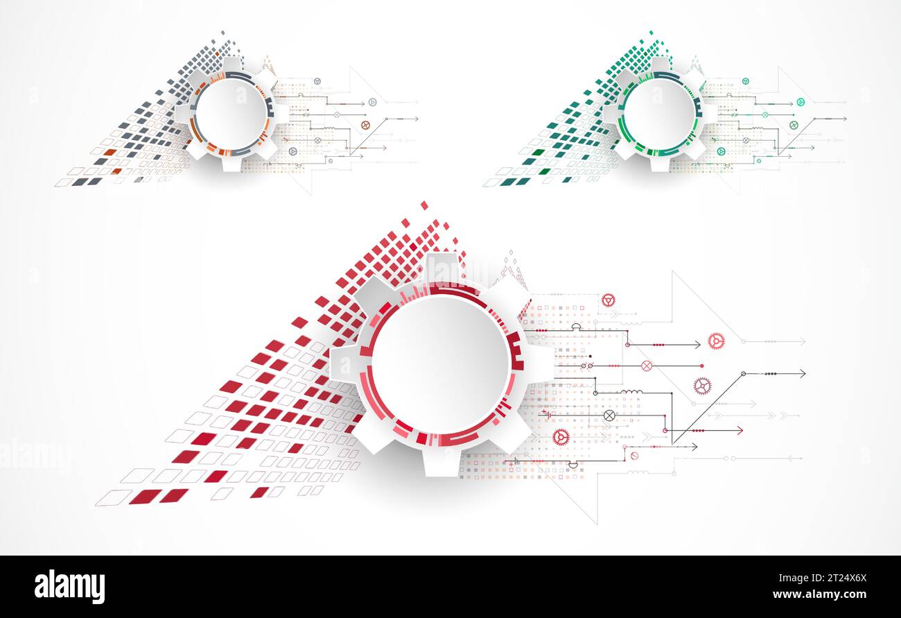 Abstract technology background. Cogwheels ART theme. Vector set. Stock Vector