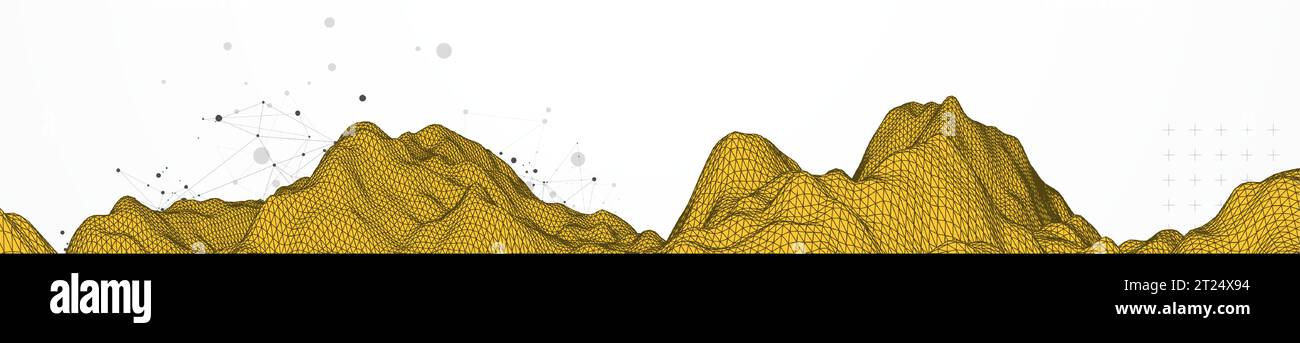 Trendy abstract wireframe background. Modern science or technology art elements. Surface illustration. Vector. Stock Vector