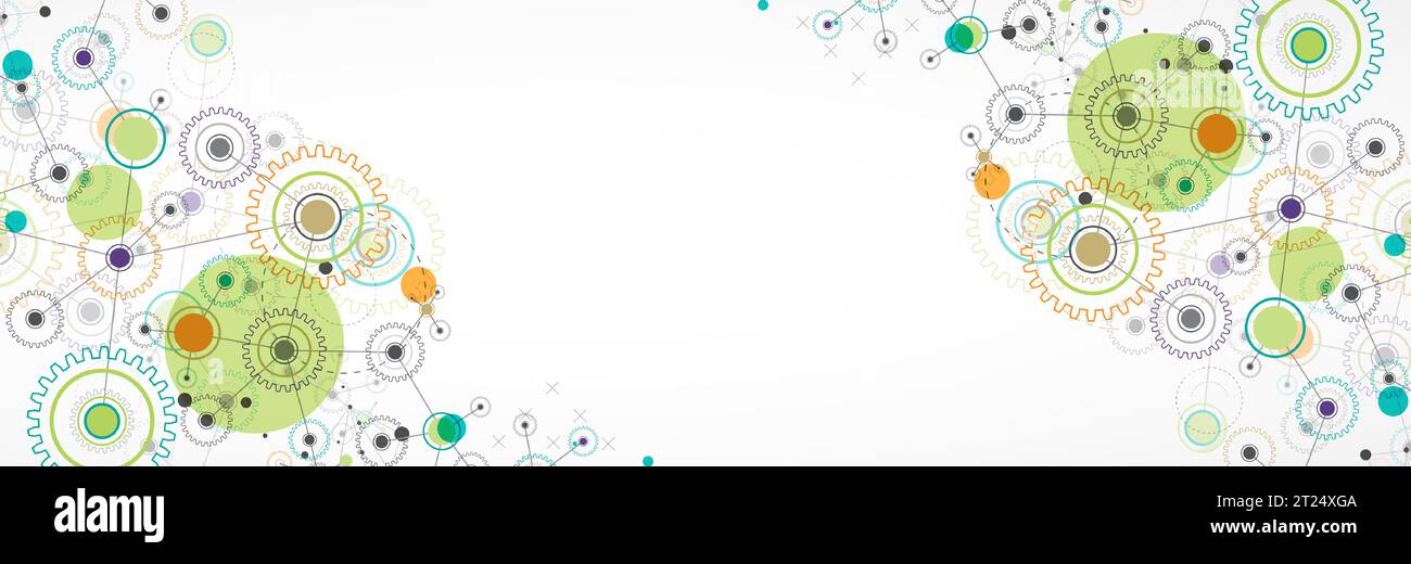 Abstract  technological background  with cogwheels and plexus effect. Vector Stock Vector