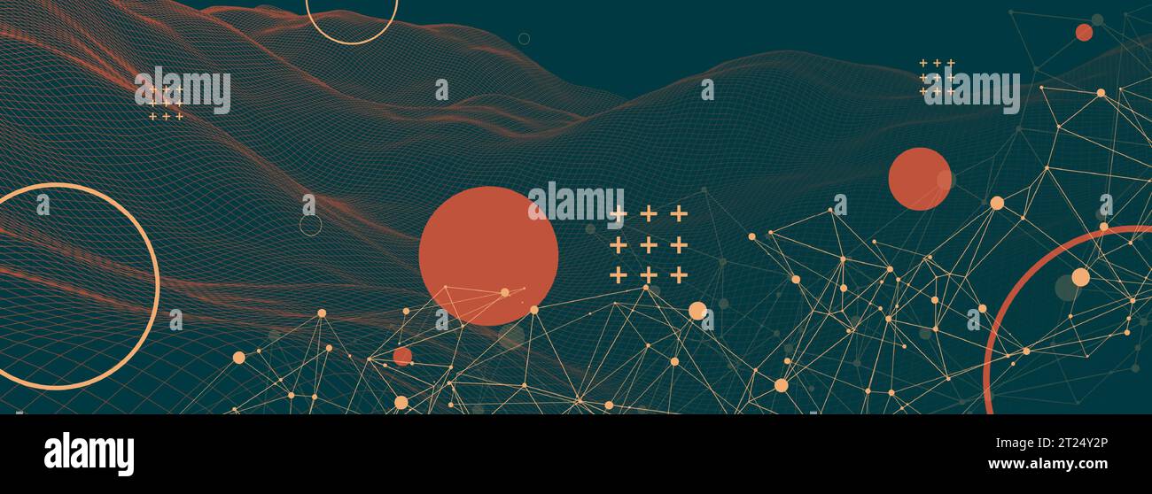 Template for science and technology presentation. Plexus style background. Vector Stock Vector