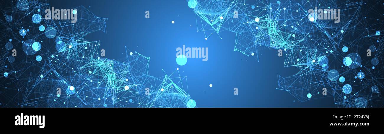 Abstract polygonal vector background with connecting dots and lines. Template for science and technology presentation. Plexus style. Stock Vector