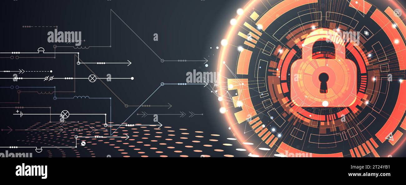 Data security Illustrates cyber data or information privacy idea. Color abstract  internet technology. Stock Vector
