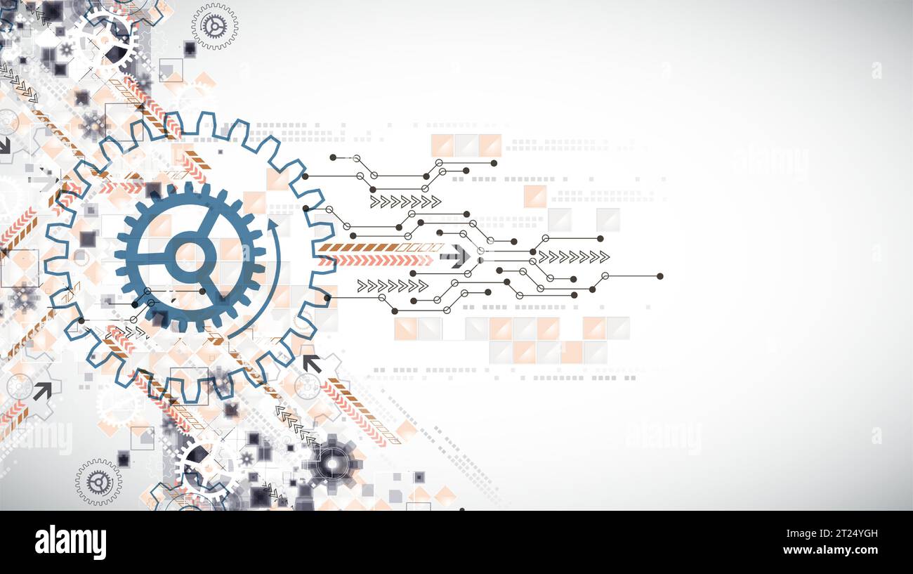 Abstract  technological background  with cogwheels and plexus effect. Vector Stock Vector