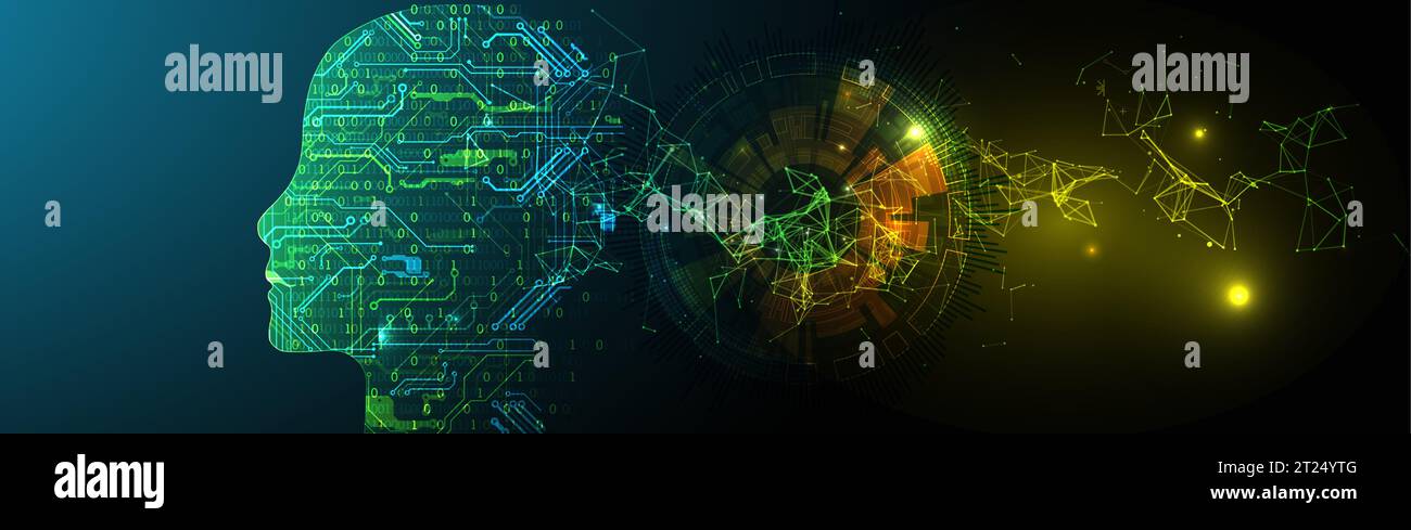 Plexus Artificial Intelligence concept.  Creative brain concept background. Vector science illustration. Stock Vector