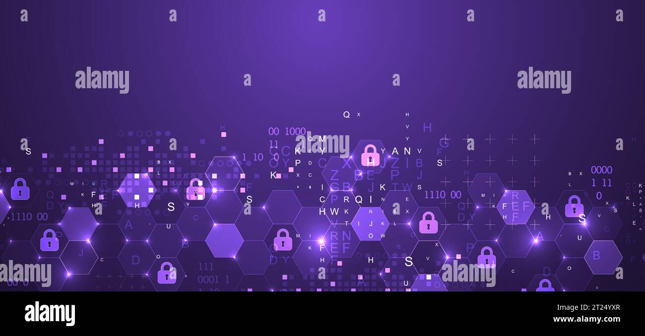 Secure digital background. Virtual confidential, programming protection. Vector Stock Vector