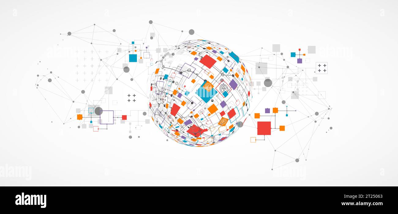 Abstract technology sphere background. Global network consept. Stock Vector