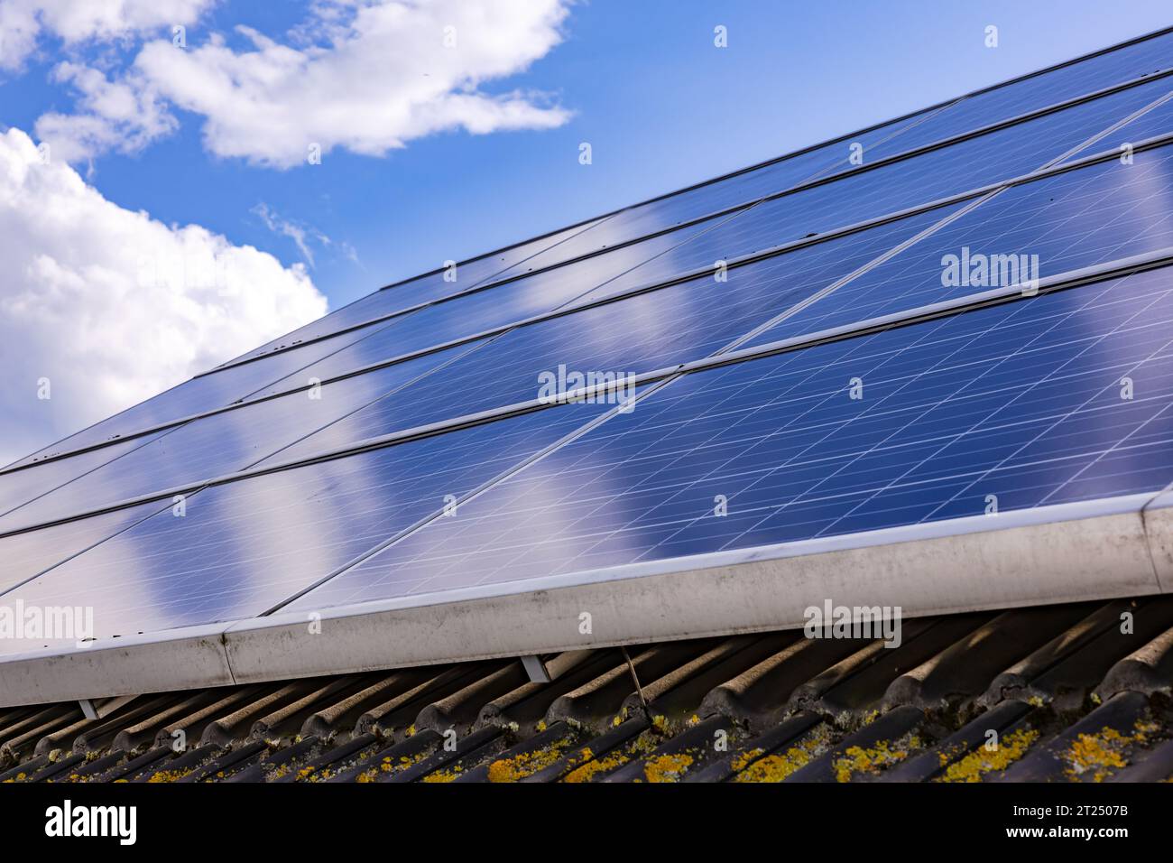 Solar panels of a photovoltaic system on a private residence with ...