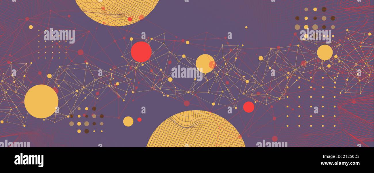 Abstract sphere background with plexus effect. 3D surface. Vector Stock Vector
