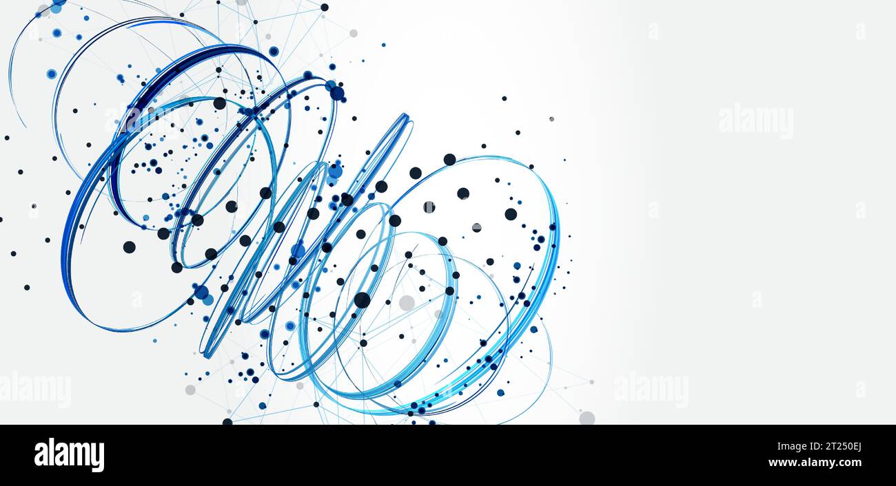 Template for science and technology presentation. Plexus style background. Stock Vector