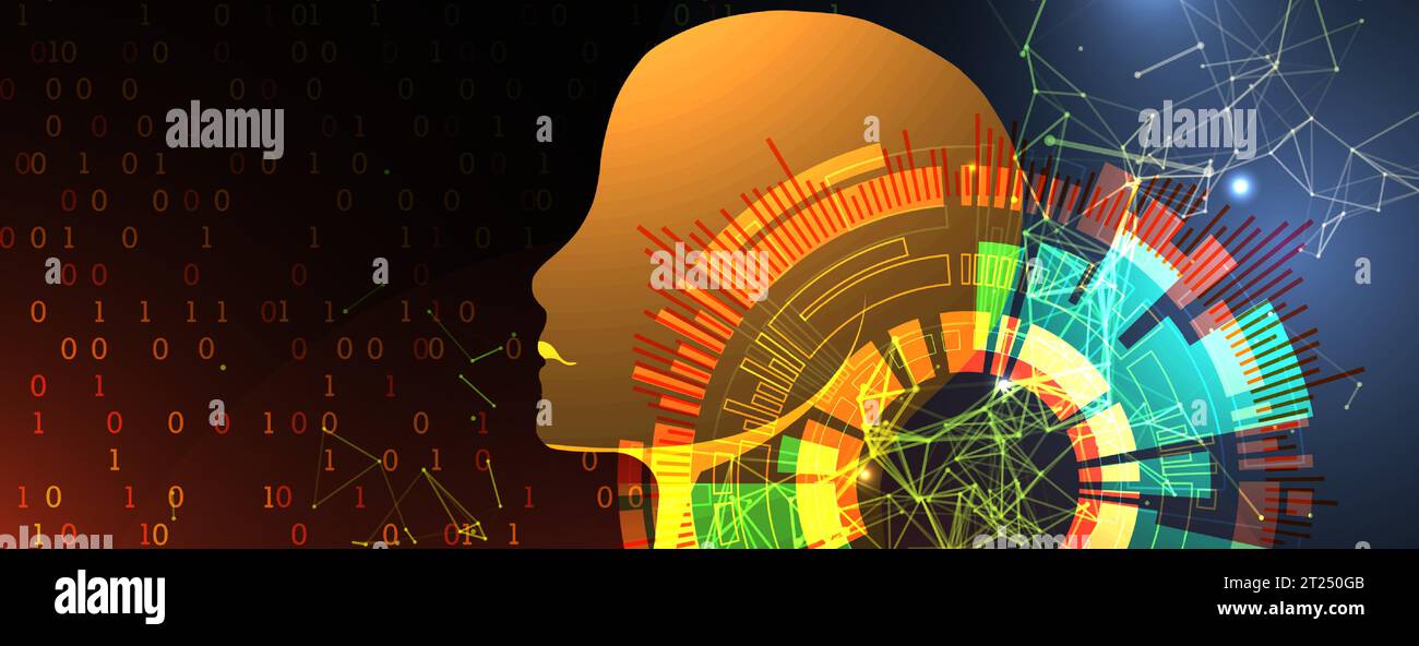 Plexus Artificial Intelligence concept.  Creative brain concept background. Vector science illustration. Stock Vector