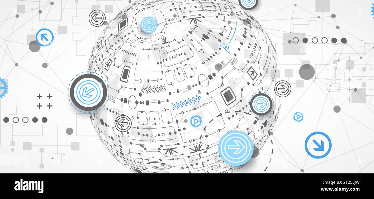 Abstract technology sphere background. Global network consept. Stock Vector