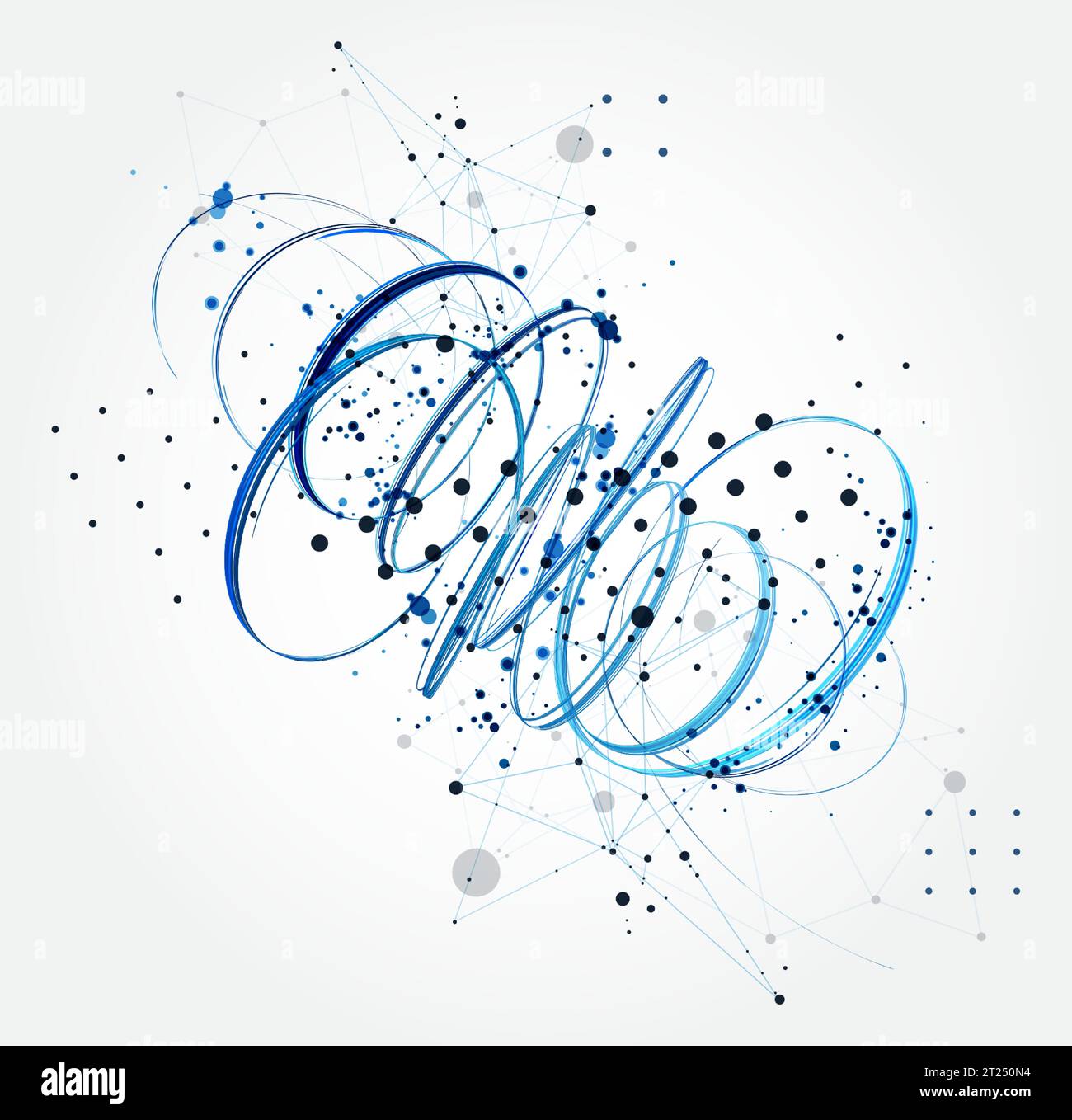 Template for science and technology presentation. Plexus style background. Stock Vector