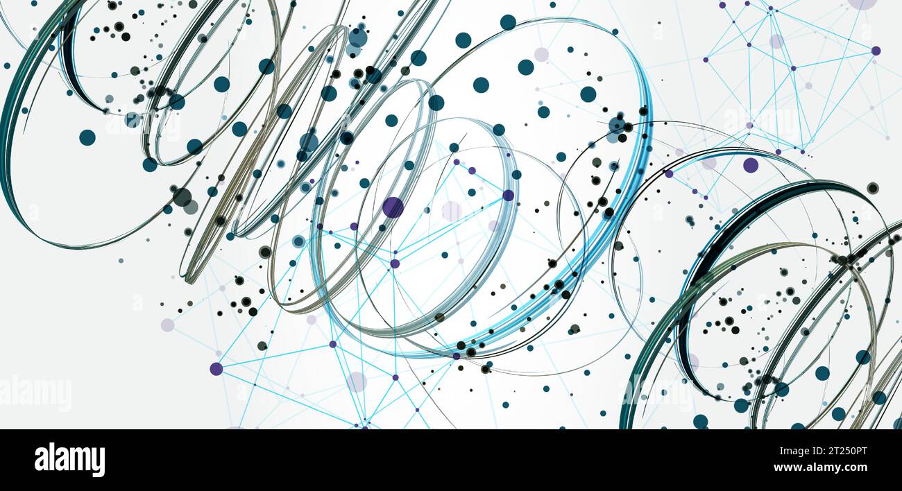 Template for science and technology presentation. Plexus style background. Stock Vector