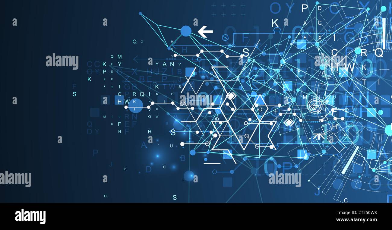 Abstract technology concept with plexus effect. Vector illustration ...