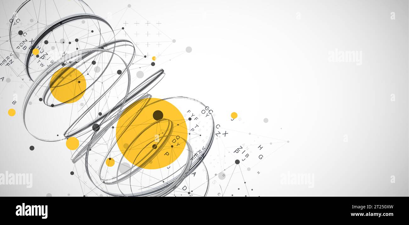 Template for science and technology presentation. Plexus style background. Stock Vector