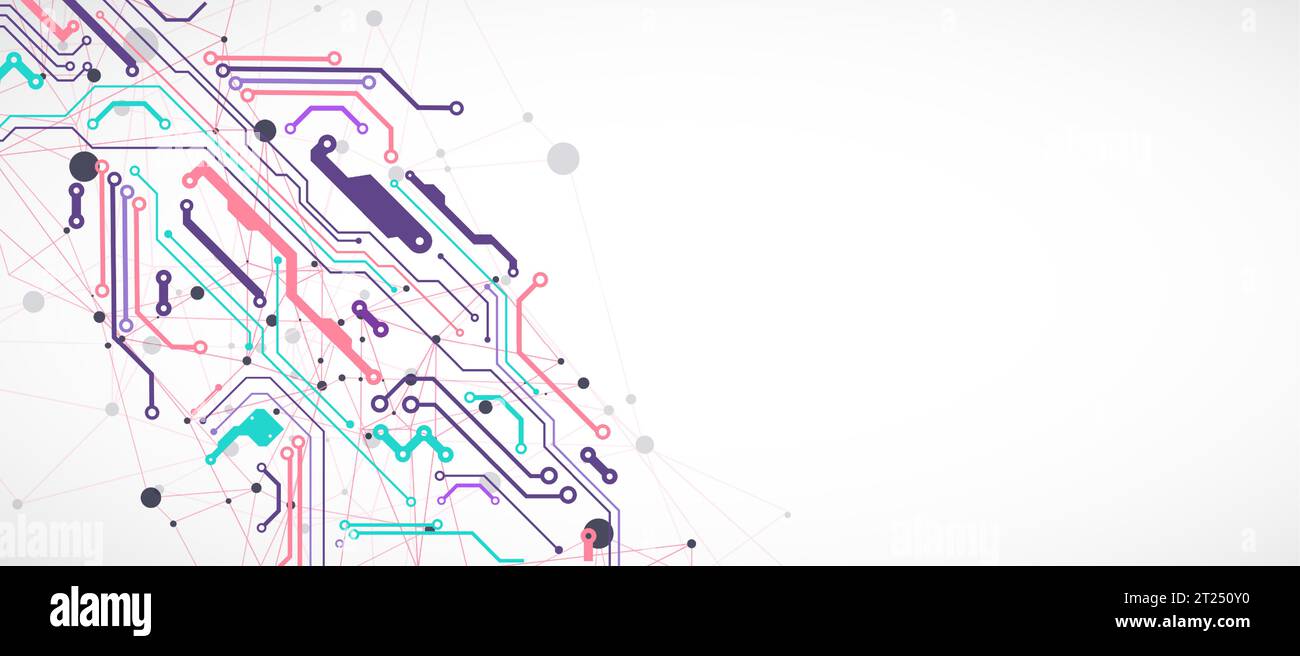 Abstract background with plexus effect. Scientific and technological concept with the use of technical elements formed in the shape of a circle. Vecto Stock Vector