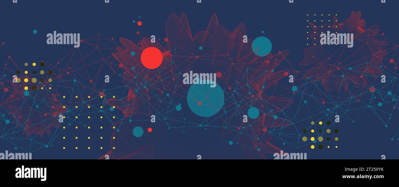 Abstract sphere background with plexus effect. 3D surface. Vector Stock Vector