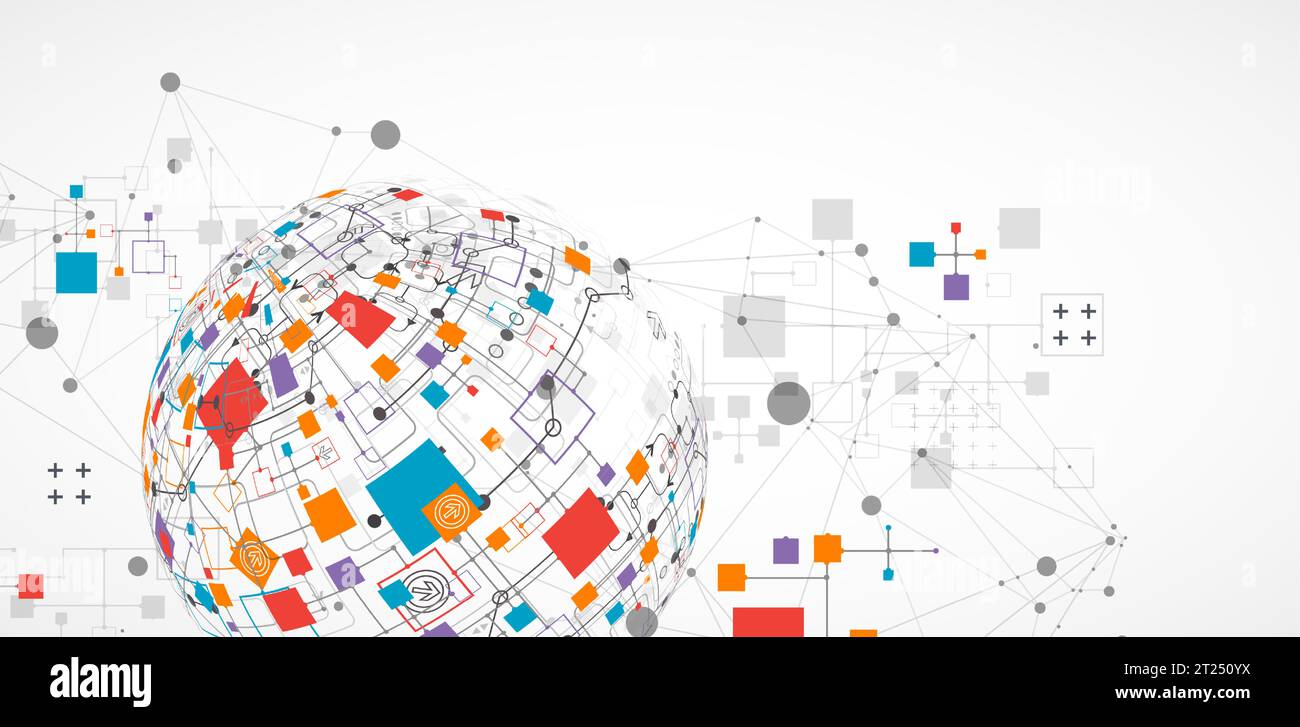 Abstract technology sphere background. Global network consept. Stock Vector