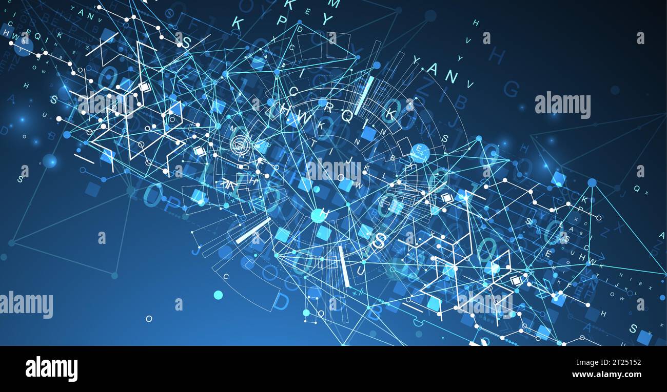 Abstract technology concept with plexus effect. Vector illustration ...