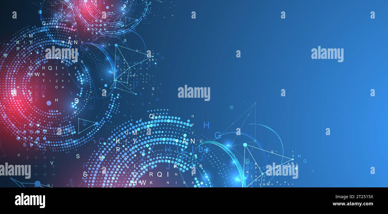 Halftone science background with connecting dots and lines. Digital data visualization. Vector Stock Vector