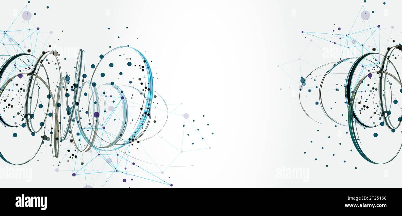 Template for science and technology presentation. Plexus style background. Stock Vector