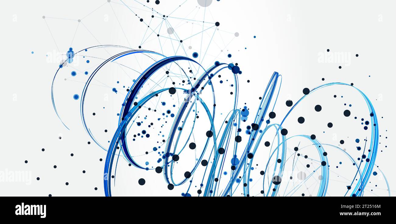Template for science and technology presentation. Plexus style background. Stock Vector