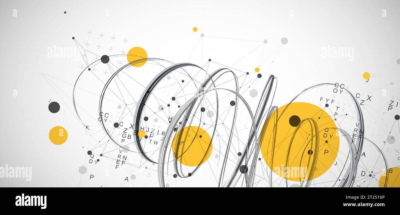 Template for science and technology presentation. Plexus style background. Stock Vector