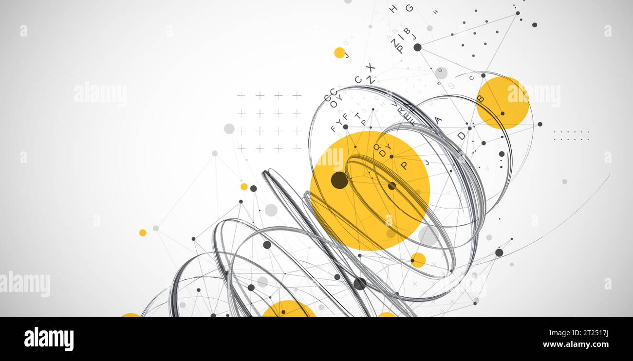 Template for science and technology presentation. Plexus style background. Stock Vector