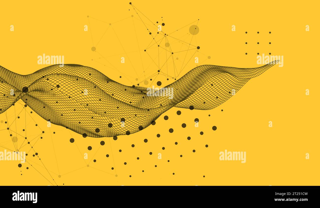 The abstract wave is made in a frame style. Template for science and technology presentation. Vector Stock Vector