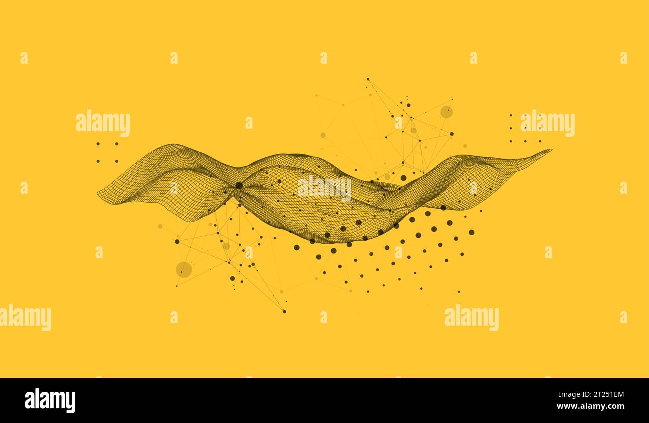 The abstract wave is made in a frame style. Template for science and technology presentation. Vector Stock Vector