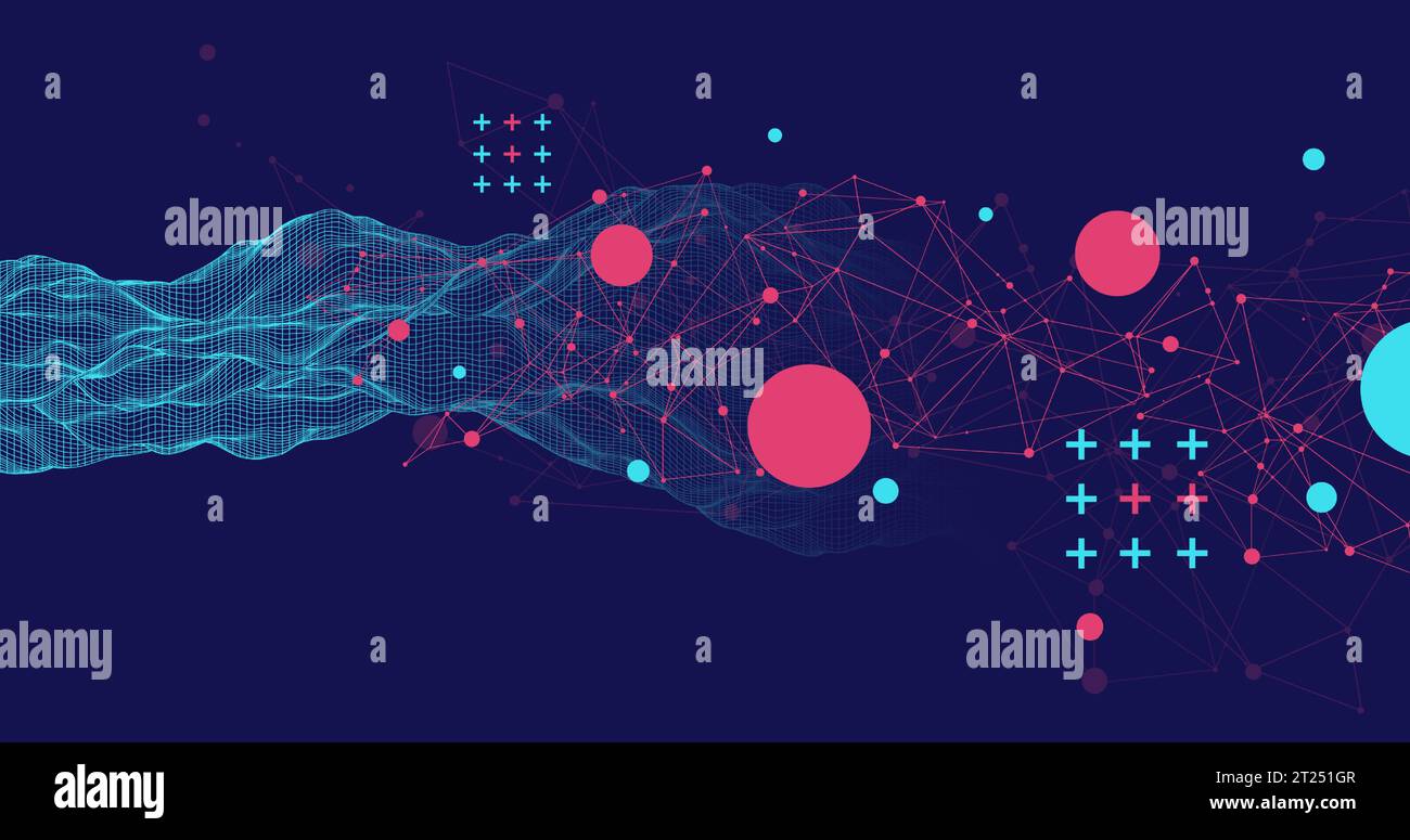 The abstract wave is made in a frame style. Template for science and technology presentation. Vector Stock Vector