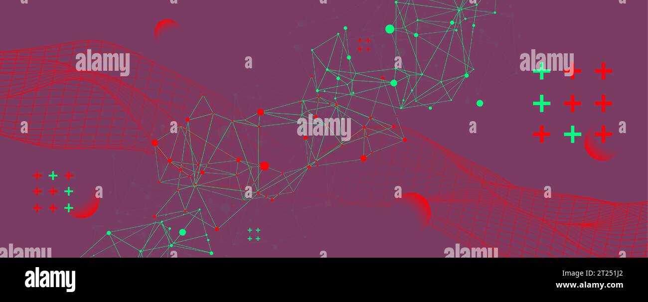 Abstract  background with wireframe waves. 3D surface. Vector Stock Vector