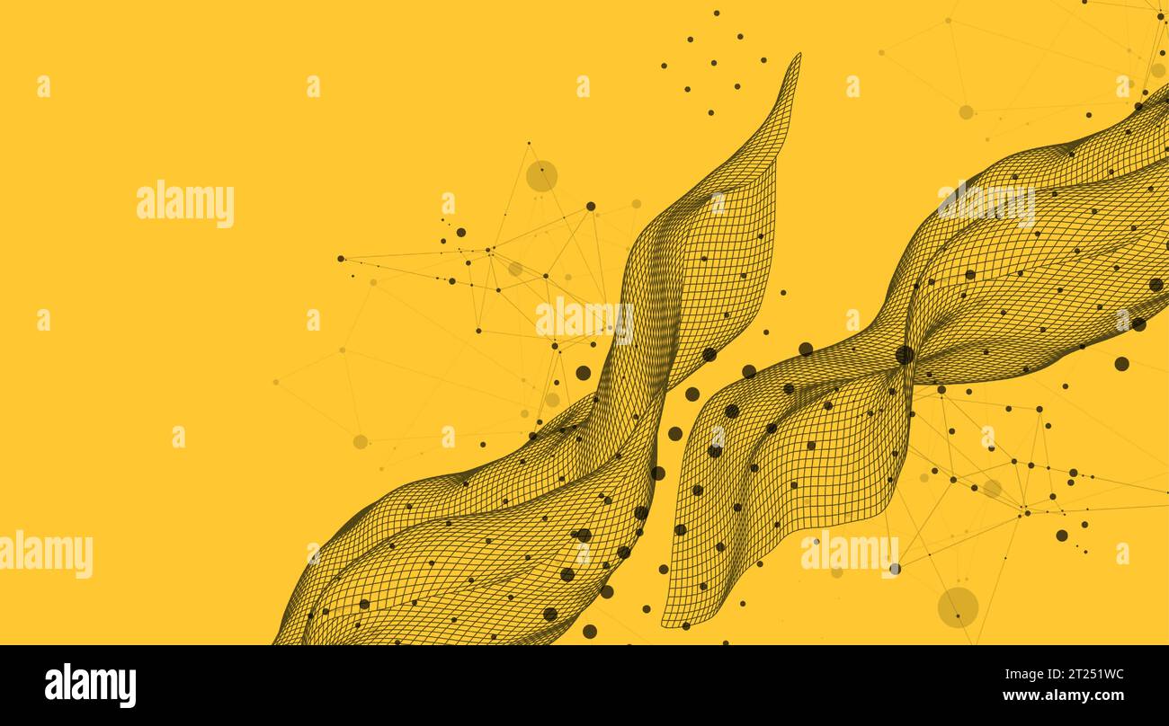 The abstract wave is made in a frame style. Template for science and technology presentation. Vector Stock Vector
