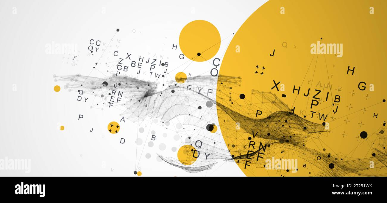Abstract scientific and technical background. Frame wave with the inclusion of letters. Stock Vector