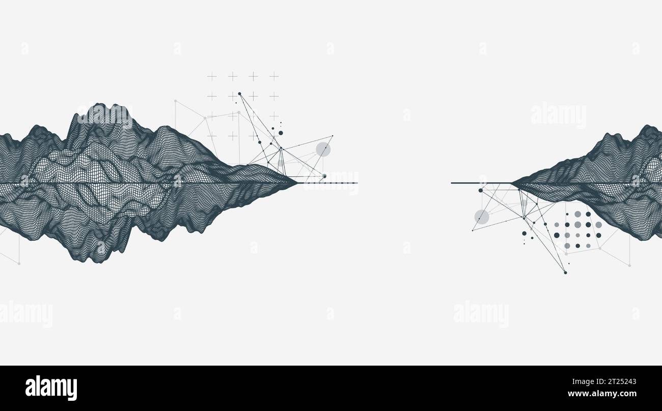 Trendy abstract wireframe background. Modern science or technology art elements. Surface illustration. Vector. Stock Vector