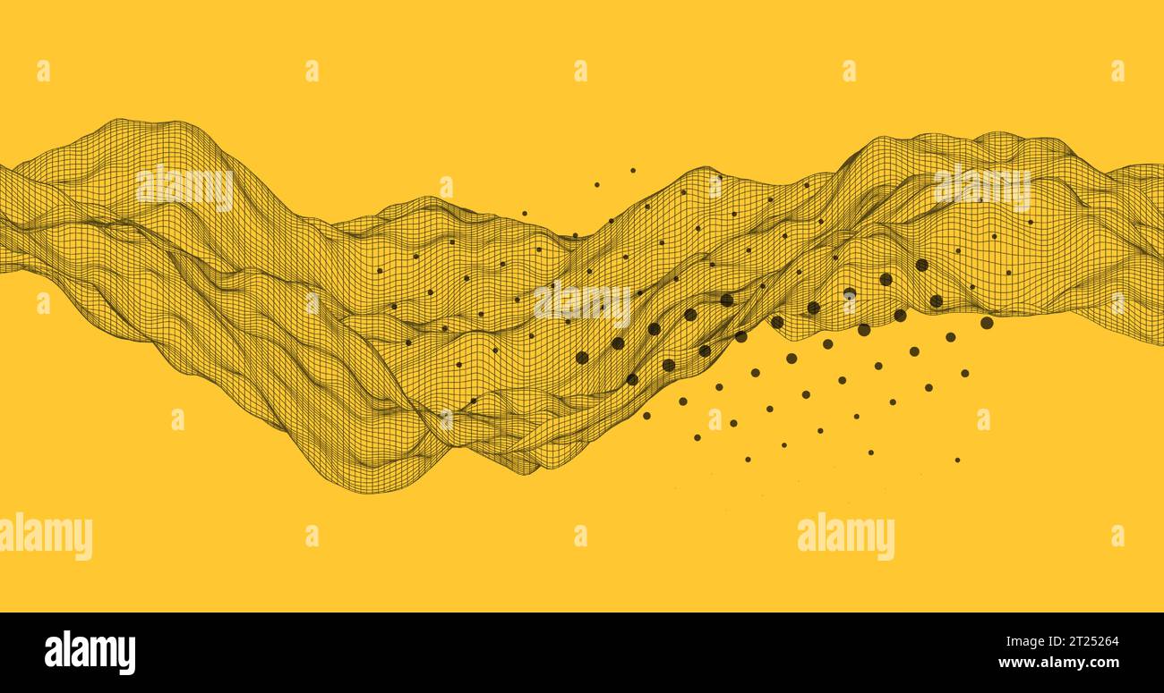 The abstract wave is made in a frame style. Template for science and technology presentation. Vector Stock Vector