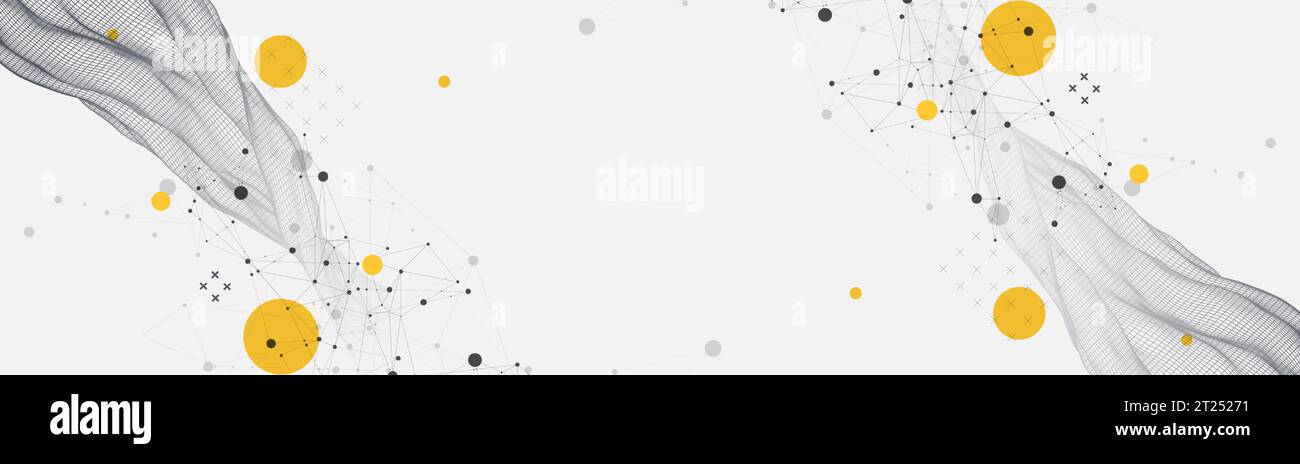The abstract wave is made in a frame style. Template for science and technology presentation. Vector Stock Vector