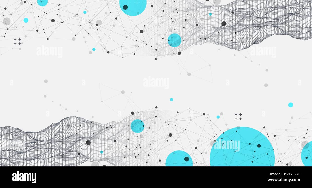 The abstract wave is made in a frame style. Template for science and technology presentation. Vector Stock Vector